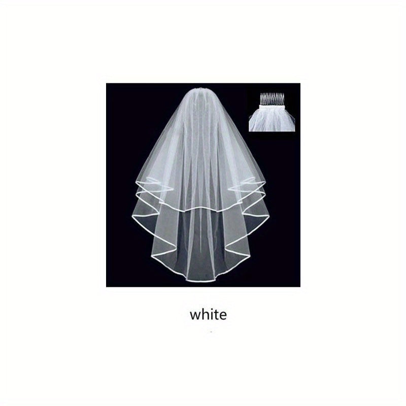 2 Layer Ribbon Trimmed Bridesmaid Veil Wedding Headpiece