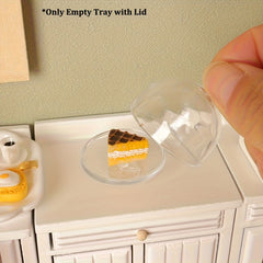 1pc Dollhouse Cake Tray & Cover 1/6 1/12 Scale Realistic Dessert Display Rack