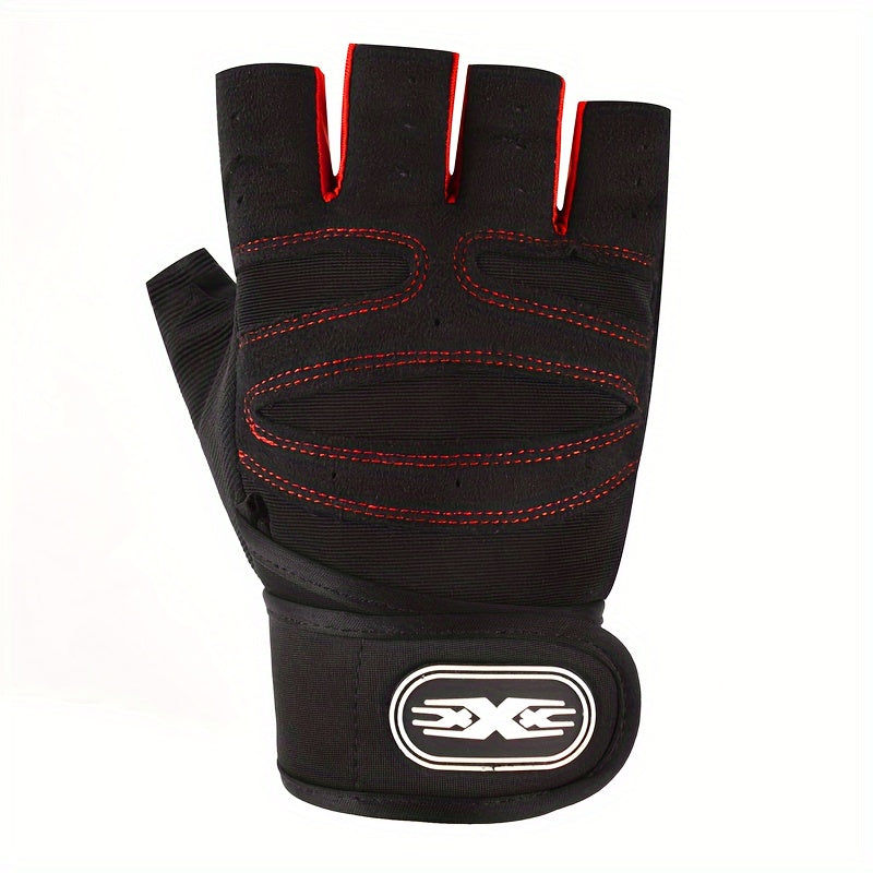 1pair Fingerless Gloves Breathable Non-slip Half Finger Gloves for Weightlifting