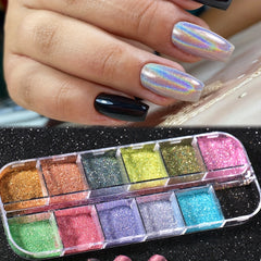 Holographic Nail Powder Set Pink Aurora Pigment for Gel Polish
