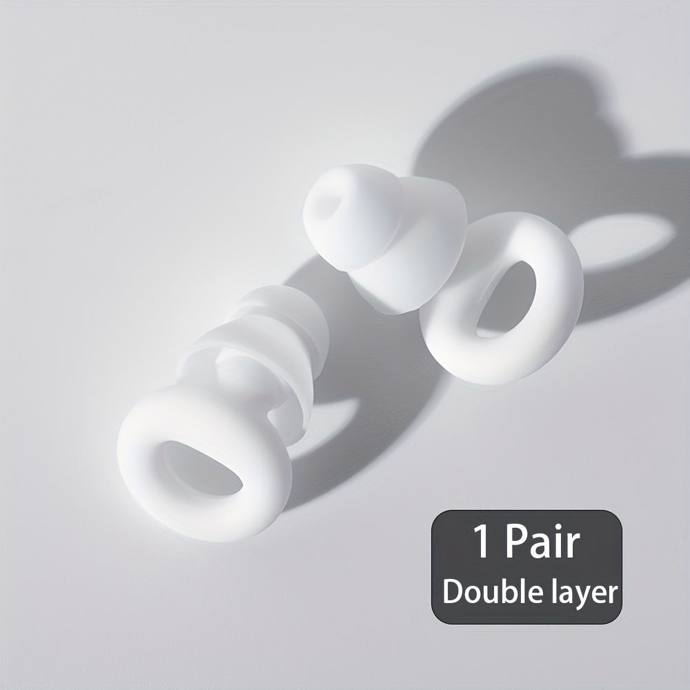 1pair Noise Reduction Silicone Ear Plugs Reusable for Sleep Swimming