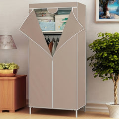 1pc Cloth Wardrobe Non Woven Covered Clothes Rack Standing Garment Rack