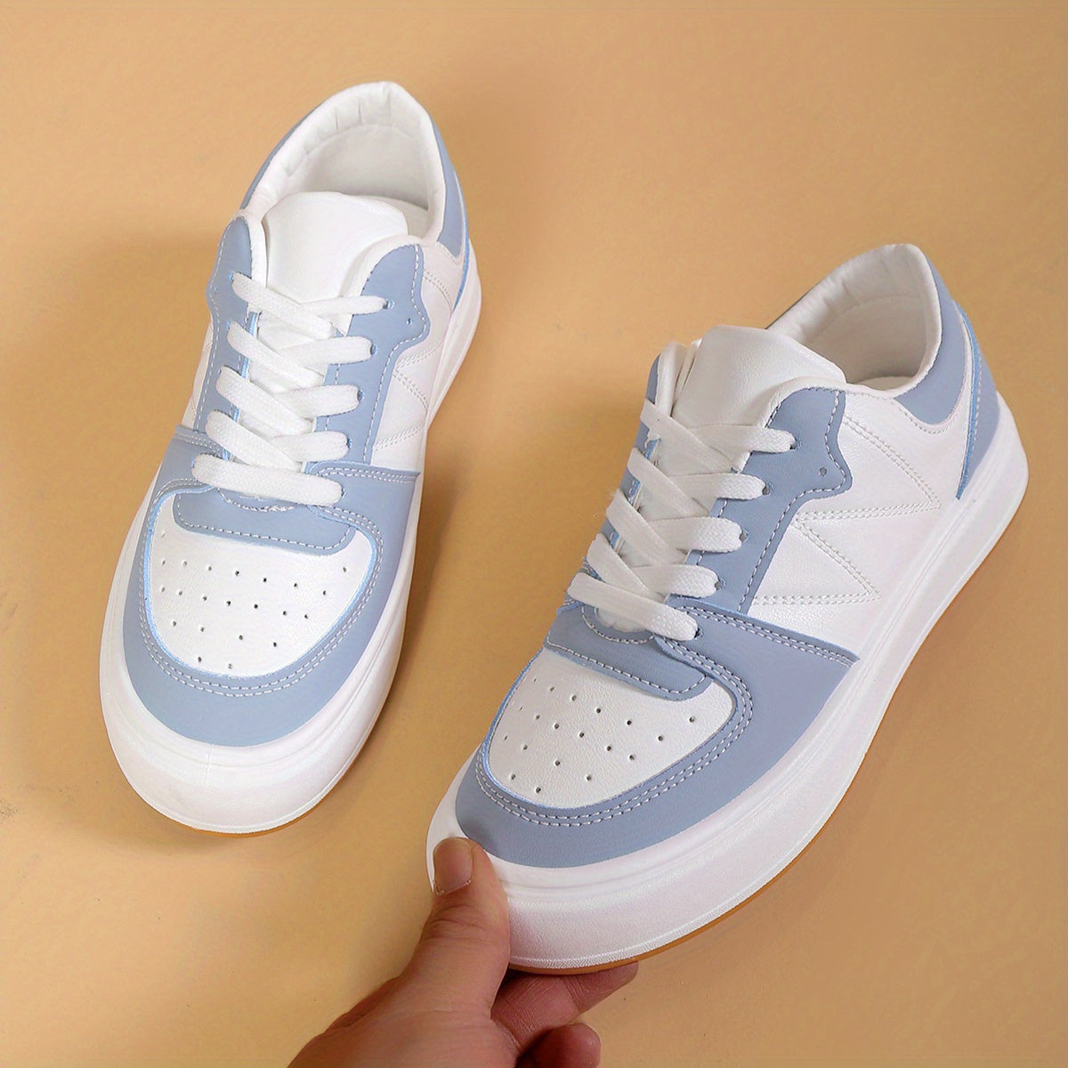 Women's Colorblock Sneakers Low Top Lace Up Shoes