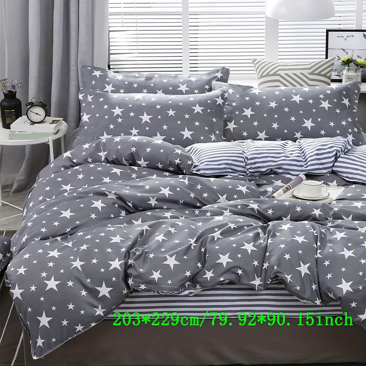 3pcs Star Print Duvet Cover Set Soft Microfiber Bedding 2 Pillowcase