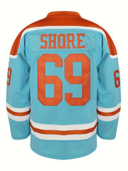 Vintage Dog Pattern Hockey Jersey V Neck Long Sleeve Shirt