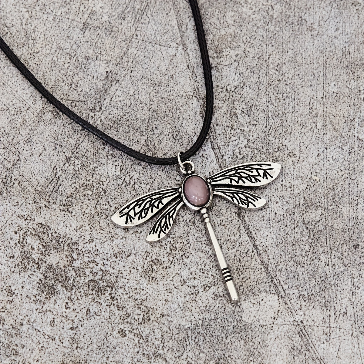 Dragonfly Gemstone Pendant Necklace Boho Women's Necklace