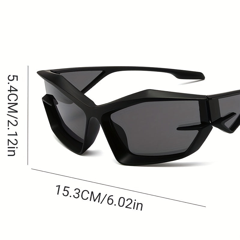 Y2K Wrap Around Sunglasses Cyberpunk Futuristic Mirror Lens UV400