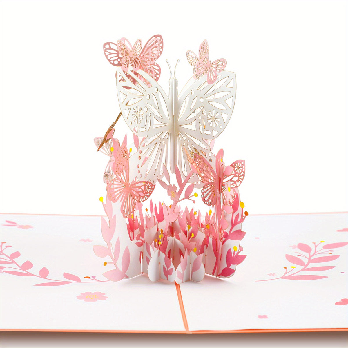Pink Butterfly Blessing Carving Creative Postcard Anniversary Card