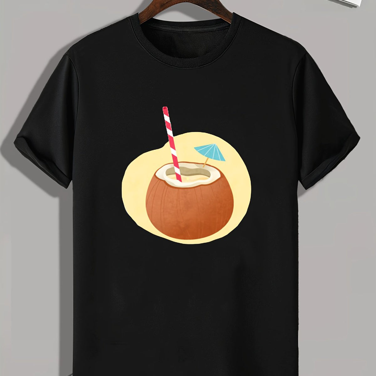 Coconut Juice Print Men's Graphic T-shirt for Summer