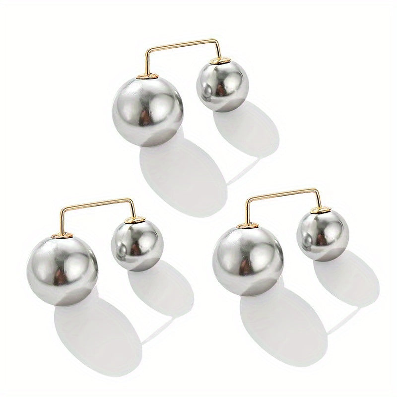 3pcs Faux Pearl Scarf Pin Brooch Waist Pin Shawl Pants Clip