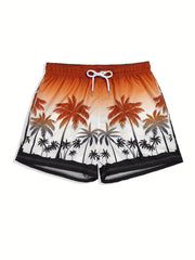 Coconut Tree Swim Trunks Quick Dry Beach Shorts