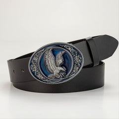 Men's Leather Bronze Eagle Buckle Belt - Gift for Boyfriend and Father