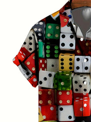 Men's 3D Print Dice Pattern Short Sleeve Shirt