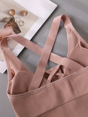 3pcs Zipper Sports Bras High Impact Criss Cross Back Bra Women's Lingerie