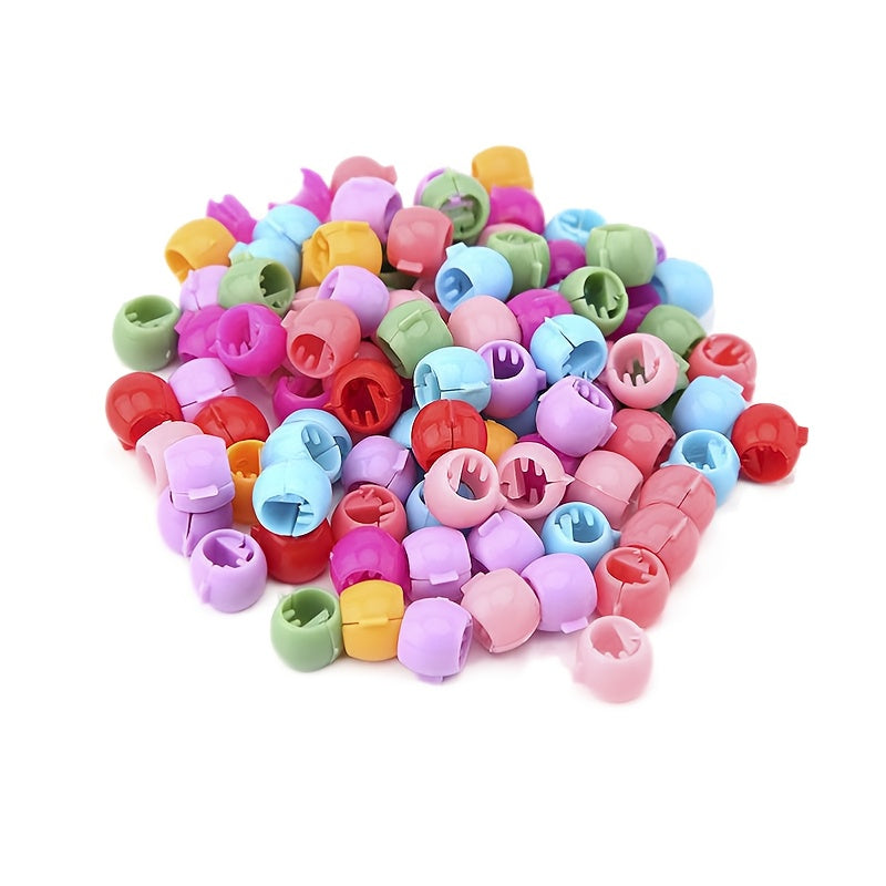 100pcs Girls Mini Colorful Hair Claw Clips Beads Clip Plastic Hair Accessories