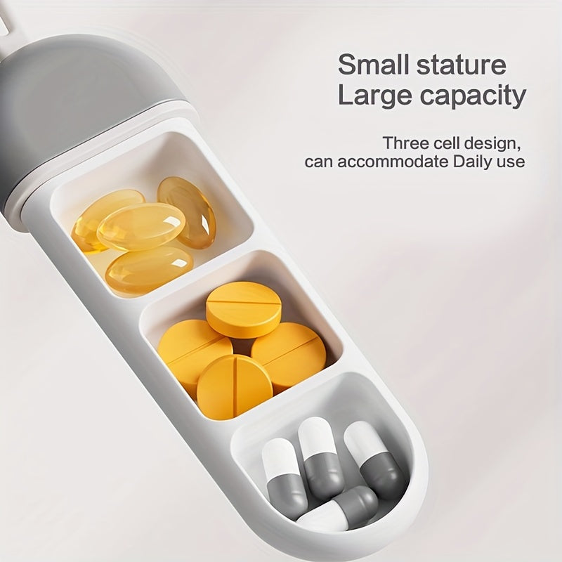 Compact 3 Compartment Pill Organizer Portable Pill Box with Lanyard