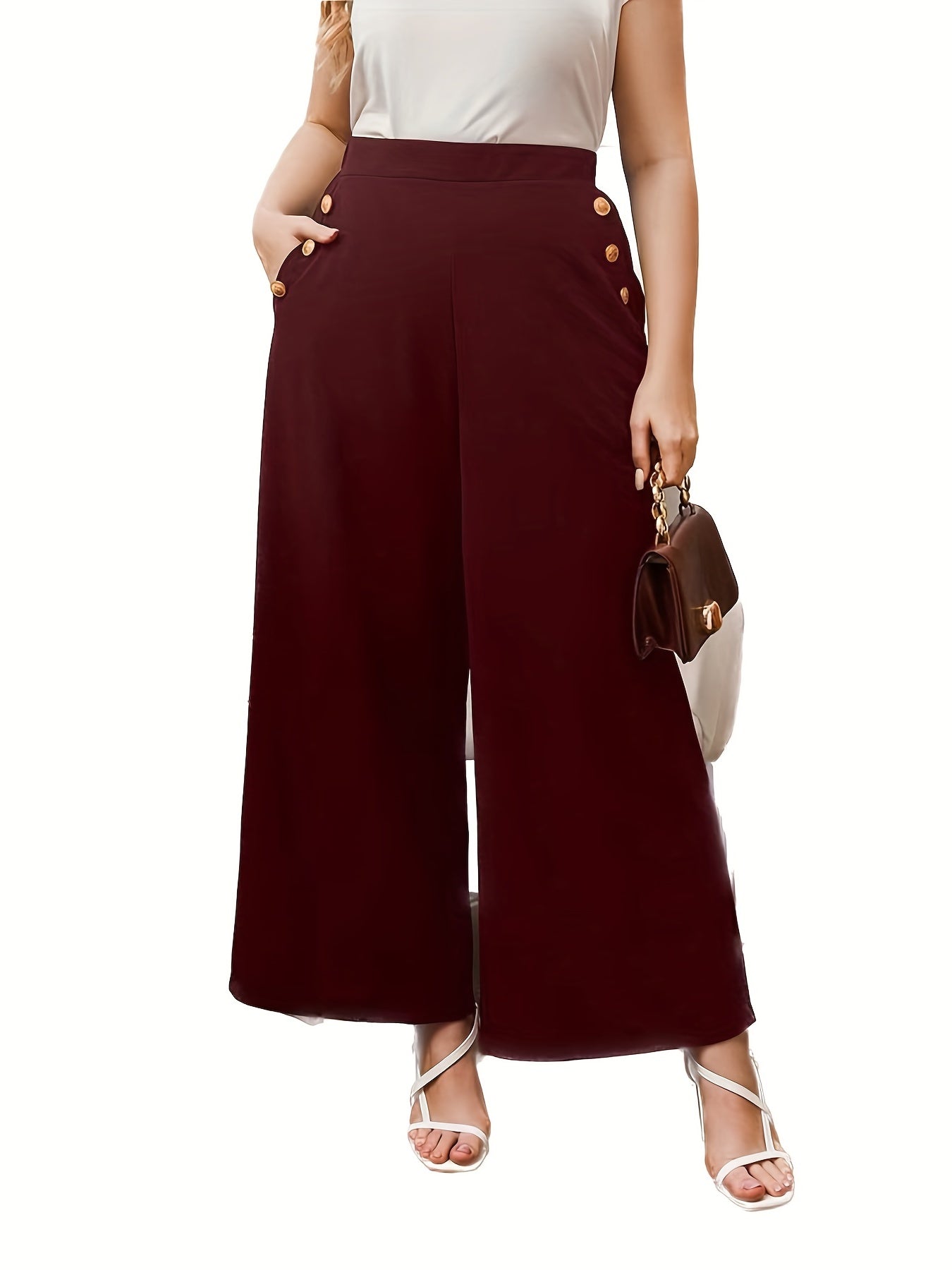  Women's High Rise Loose Pants With Pockets