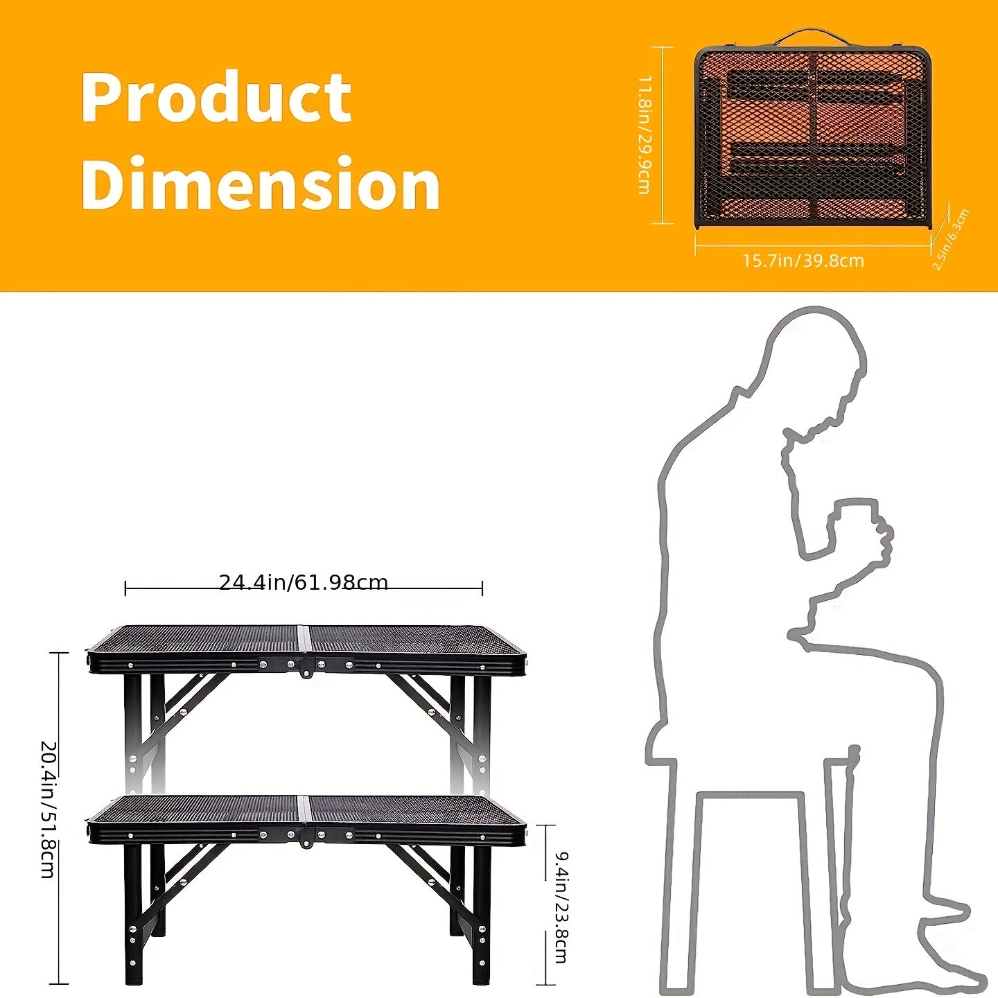Portable Folding Table Adjustable Height for Indoor Outdoor Travel BBQ Beach