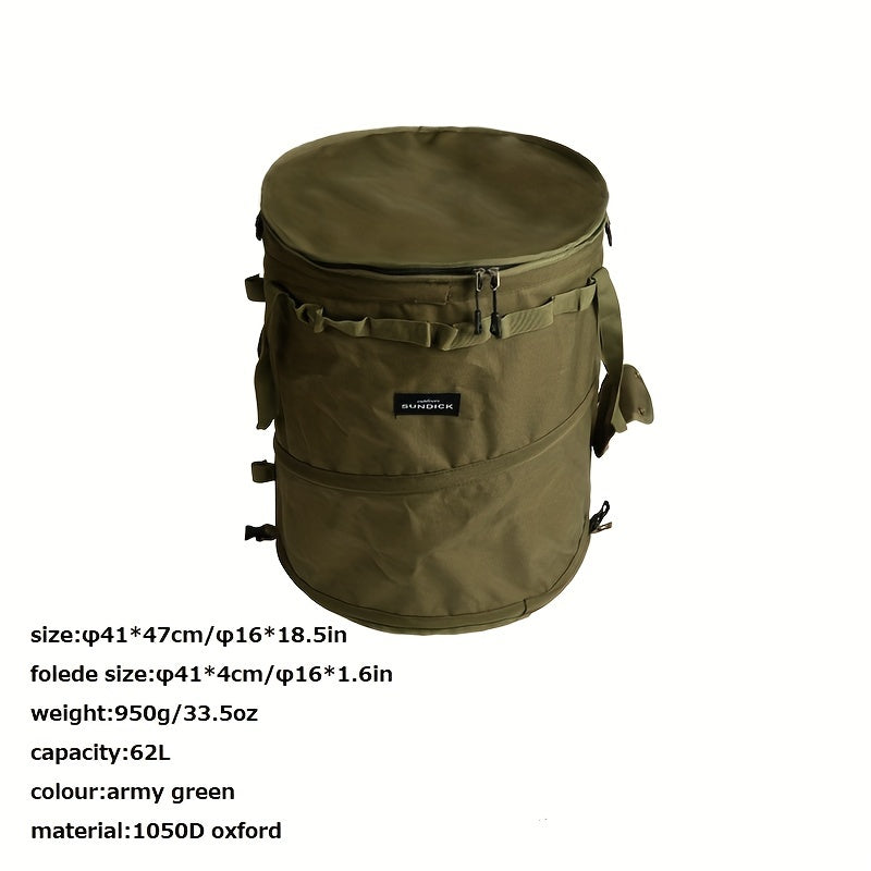 Portable Collapsible Rubbish Bin Zipper Lid Outdoor Camping Picnic