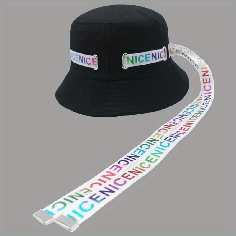 Colorful Ribbon Hip Hop Bucket Hat Solid Kpop Sunscreen Basin Hat