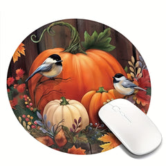 Autumn Pumpkin Mouse Pad Round Non-slip Rubber Mat for Office Computers