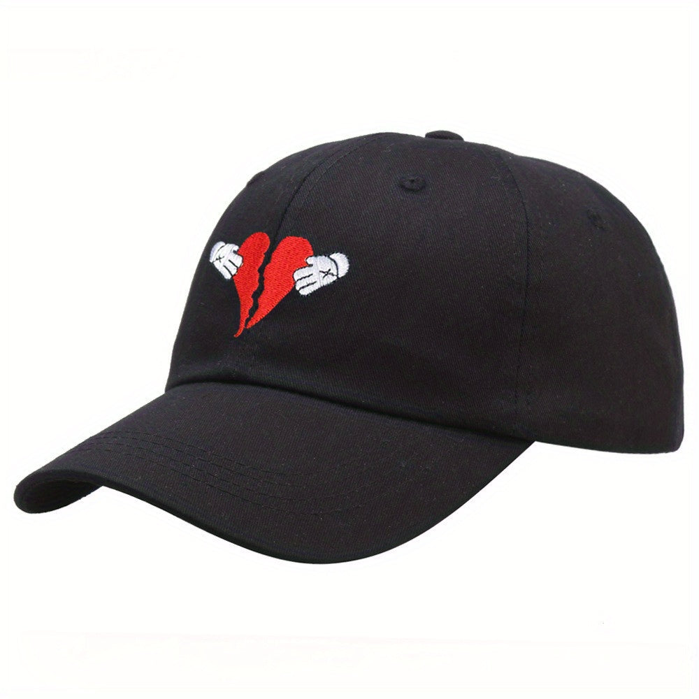 Broken Heart Embroidery Baseball Cap Casual Cotton Dad Hats Adjustable Sun Hat