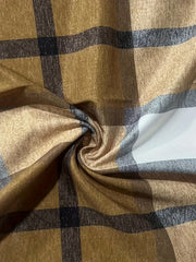  Plaid Print Side Split Long Sleeve Button Up Collar Shirt