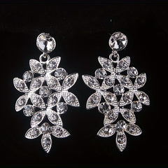 Atmospheric Bride Wedding Set Rhinestone Necklace Earrings