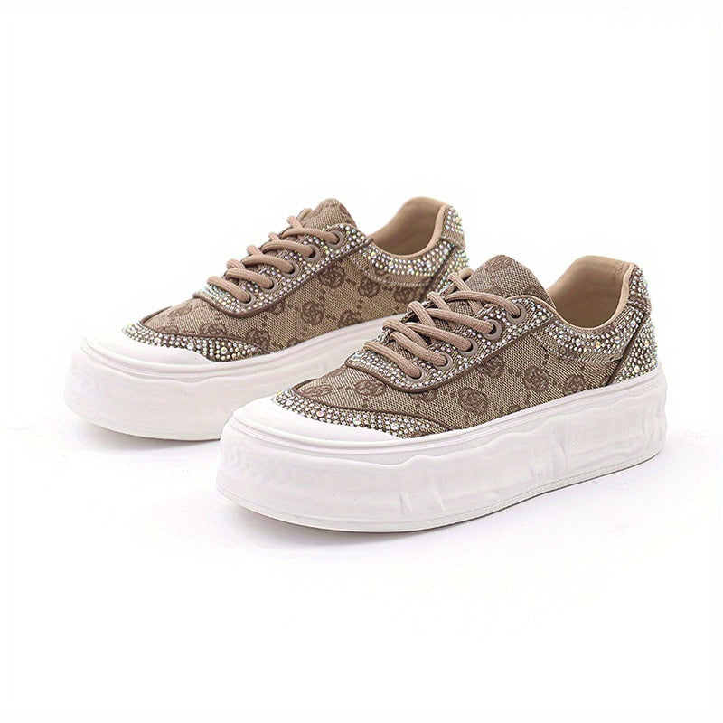 Women's Sequin Printed Thick Sole Sneakers Sport Shoes