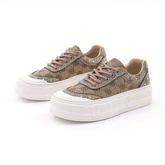 Women's Sequin Printed Thick Sole Sneakers Sport Shoes