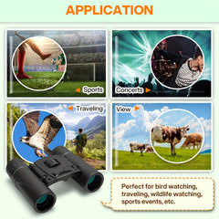 Compact Binoculars HD Waterproof Anti-fog Bird Watching Hiking Travel
