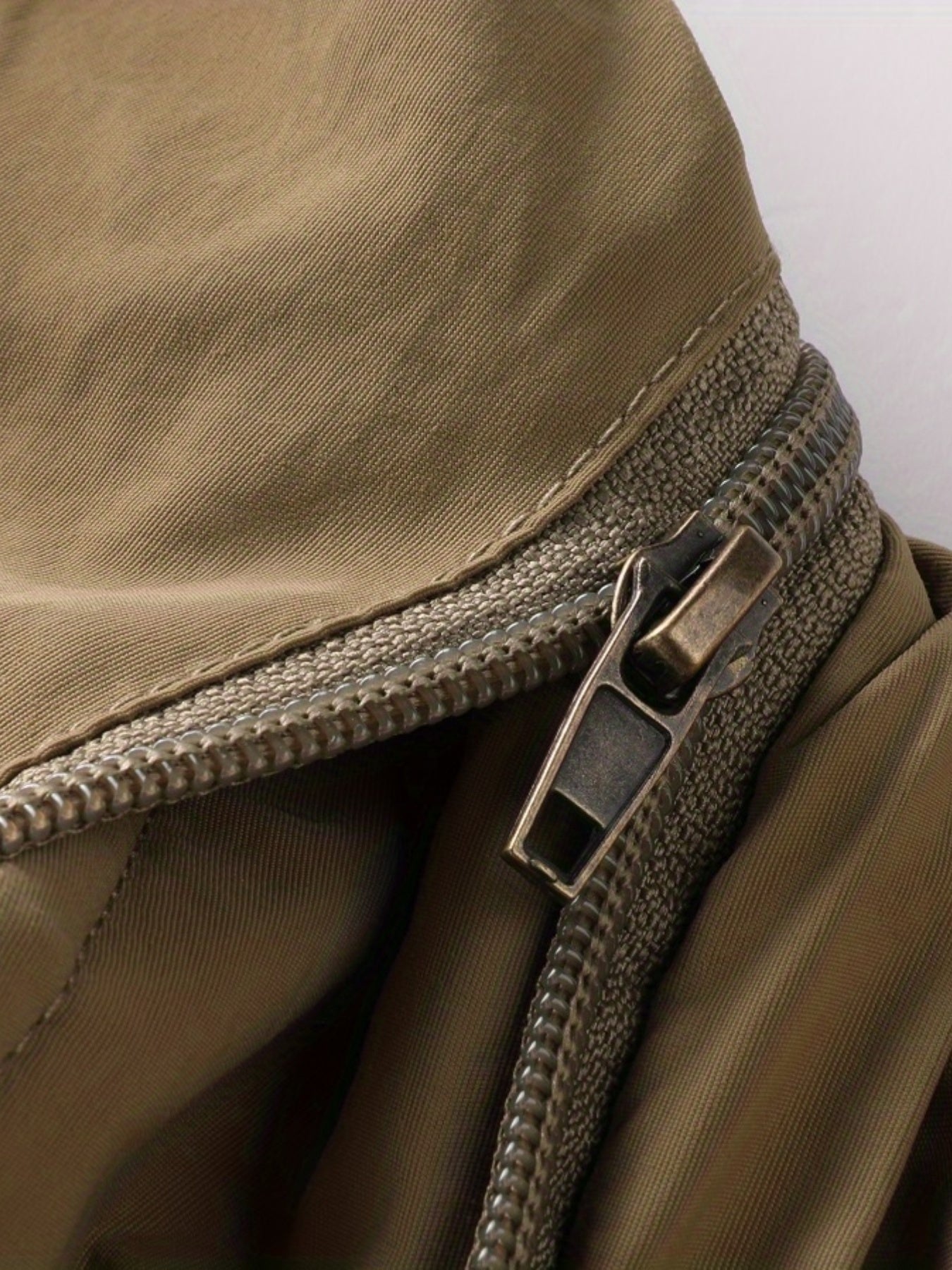 Pocket Hooded Windbreaker Jacket Men's Zip Up Stand Collar Coat