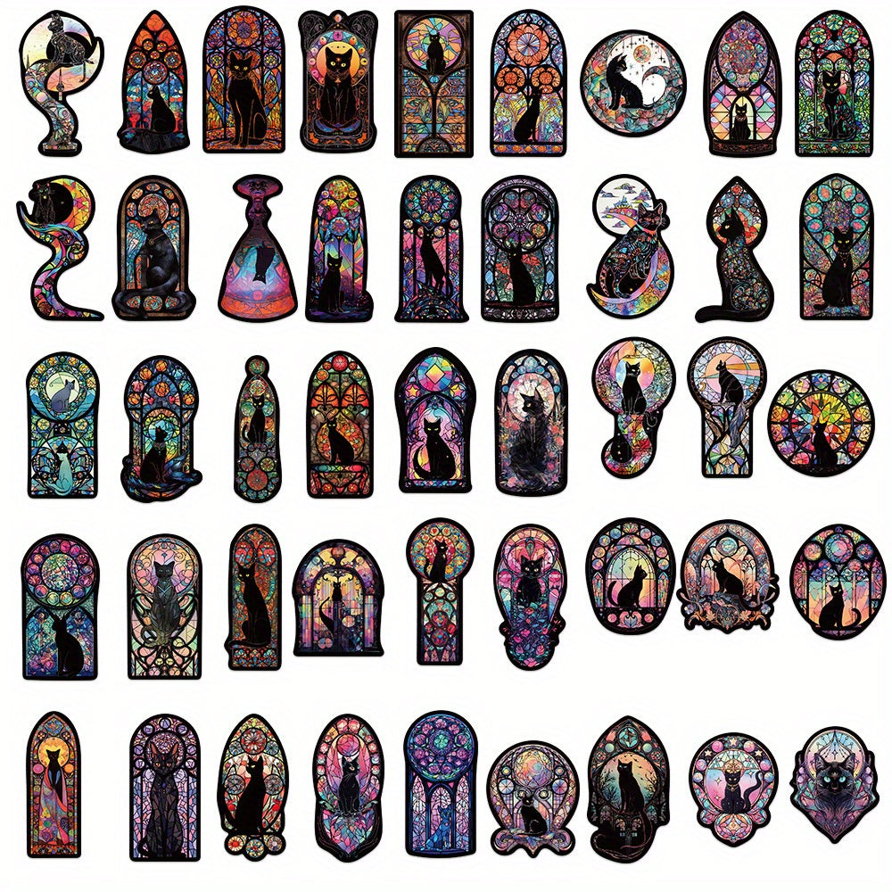 50pcs Gothic Cat Stickers Vampire Witch Arch Designs for Laptop Water Bottle Ska