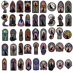 50pcs Gothic Cat Stickers Vampire Witch Arch Designs for Laptop Water Bottle Ska