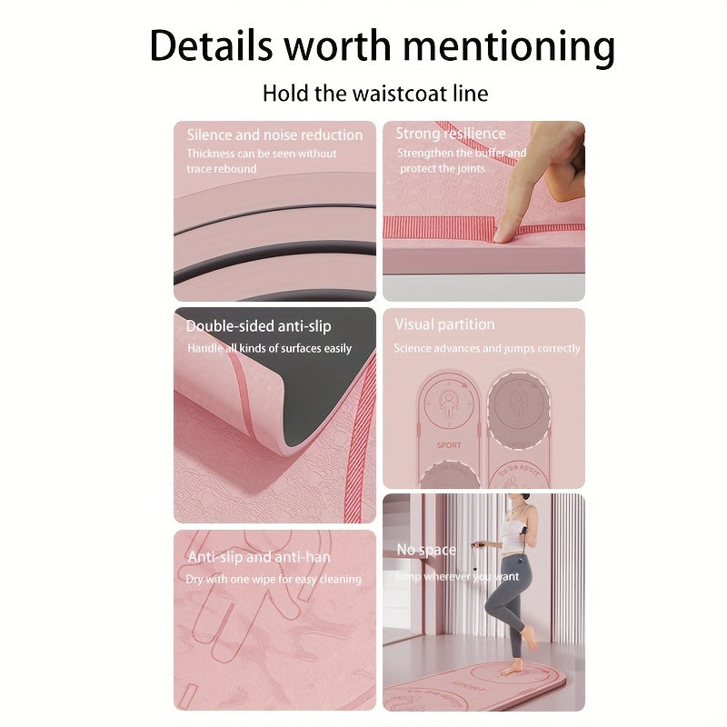 Non-slip Skipping Training Mat for Yoga Fitness, 140x60x1.5cm