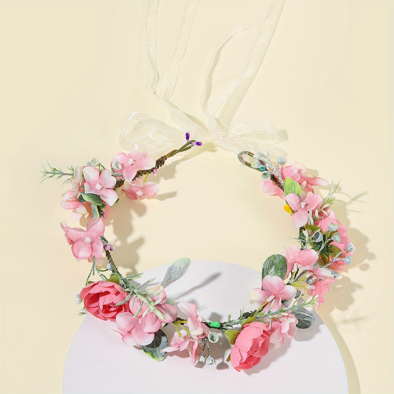Adjustable Wreath Flower Headband Bridal Headpiece