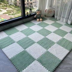 12pcs Soft Interlocking Foam Mats Fluffy Carpet Tiles Plush Flooring