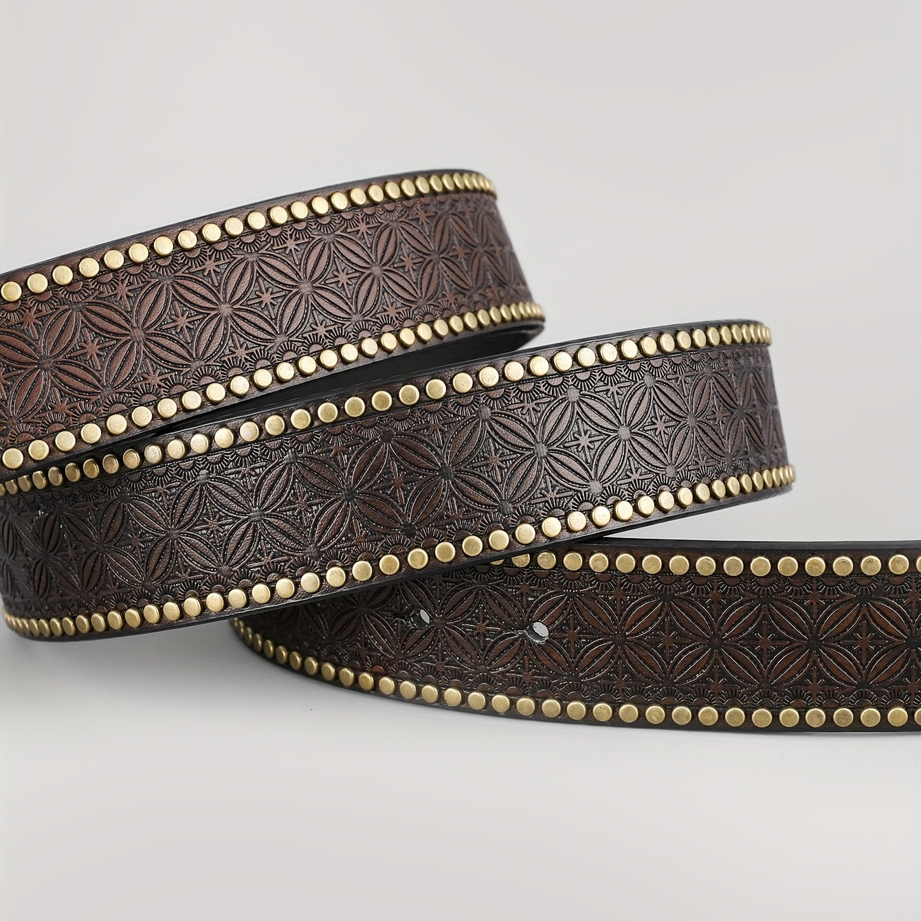 Casual Retro Western Cowboy Belt Embossed Hardware For Men