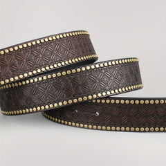 Dark Brown Casual Vintage Embossed Belt