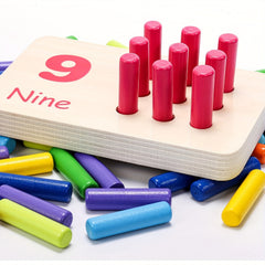 Wooden Counting Peg Board for Kids Ages 3-5 Interactive Number & Shape Sorting