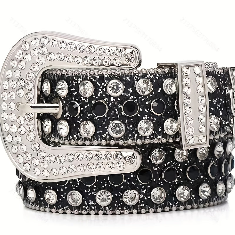 Sparkling Rhinestone Hip Hop PU Leather Cowgirl Belt