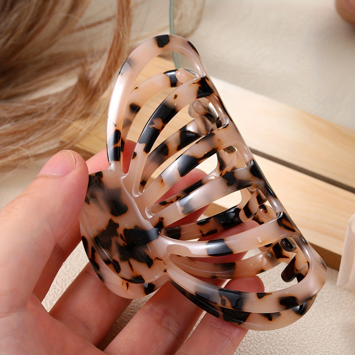 Acetate Large Hair Claw Tortoise Print Ponytail Holder