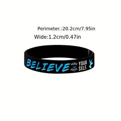 Unisex Letter Pattern Silicone Bracelet Stretch Rubber Wristband