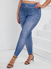  Denim Print High Rise Leggings