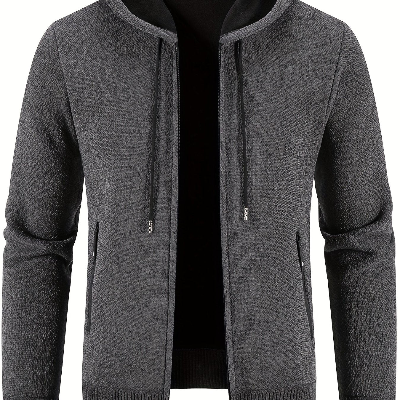 Men's Warm Fleece Hooded Jacket Solid Sport Sweatshirt Zip Up