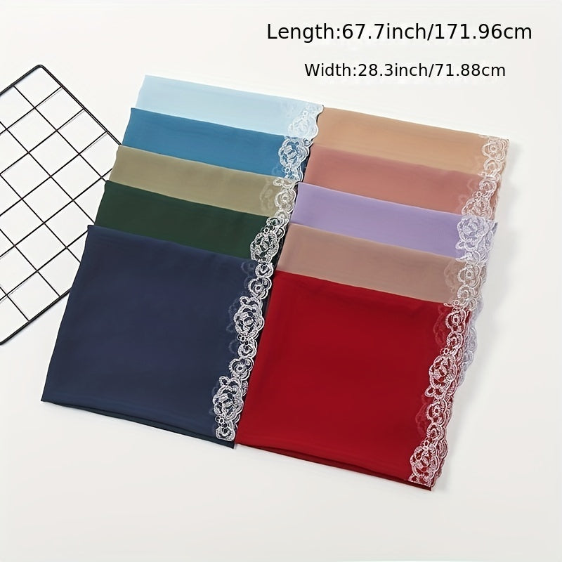 Plain Bubble Chiffon Hijab Scarf For Women Pearls Eid Turban