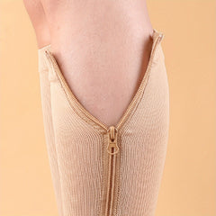 Compression Socks Open Toe Side Zipper Knee High Warm Sporty Stockings