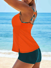  Retro Tankini Set Geo Print Cami Top & Shorts Swimsuit 2 Piece Set