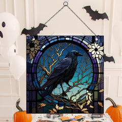 Halloween Acrylic Scary Window Hangings with Crow Design