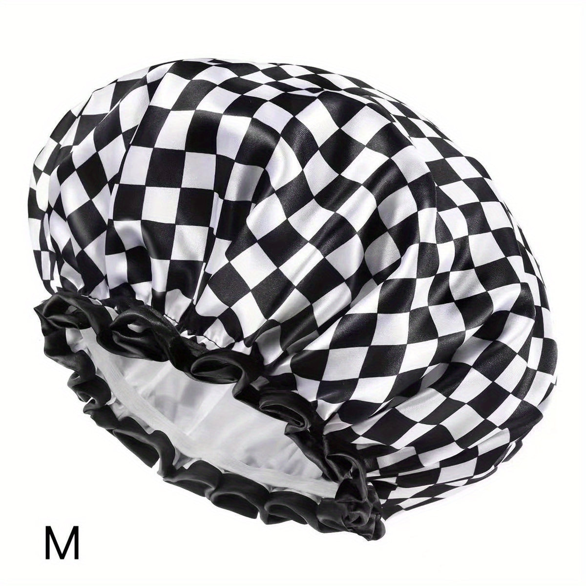 Checkerboard Pattern Hair Drying Cap Waterproof Shower Cap